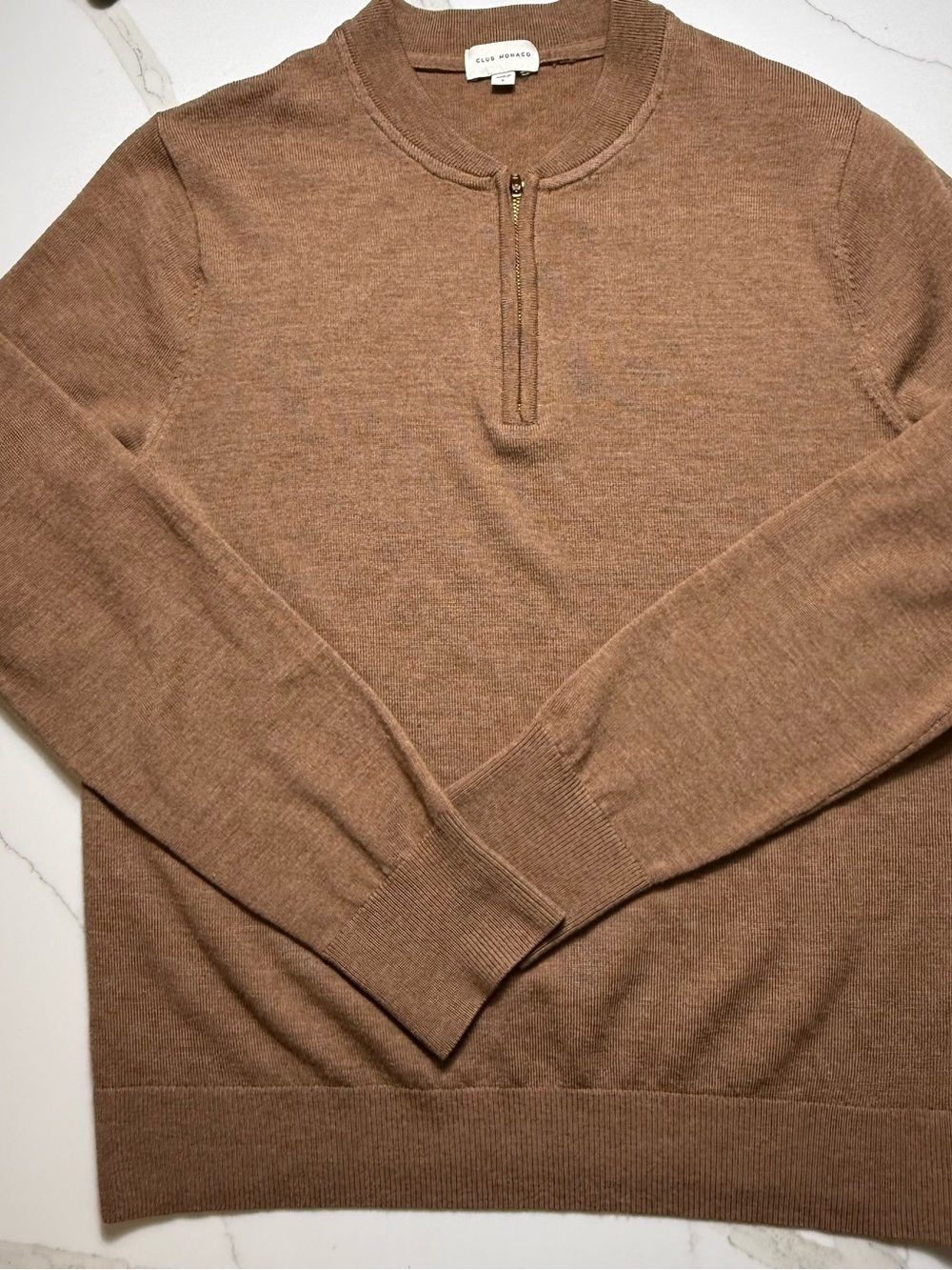 Club Monaco Men's Brown Wool Half-Zip Sweater